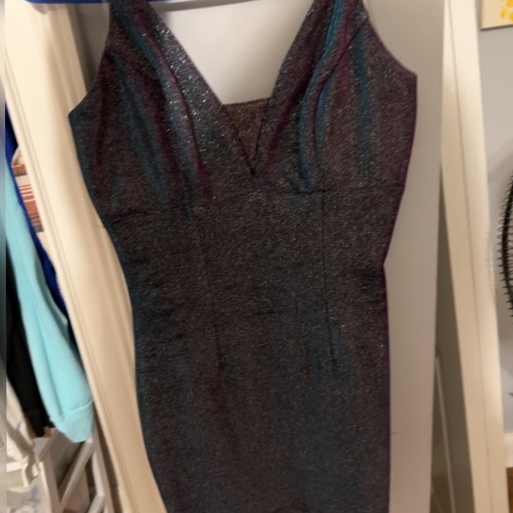 Speechless Shimmering Purple and Blue Mini Dress